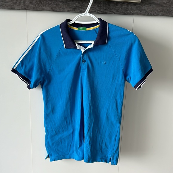 United Colors of Benetton Light Blue Monkey Polo Shirt - Medium (Fits Small) - Picture 3 of 7
